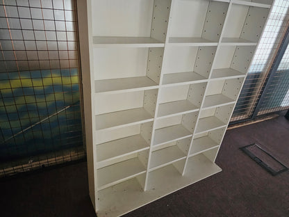 Pigeon hole media unit in white 3x9 | CDs, DVDs, Bookcase storage unit height-adjustable, removable shelves H:180cm W:102cm D: 15cm, 23cm