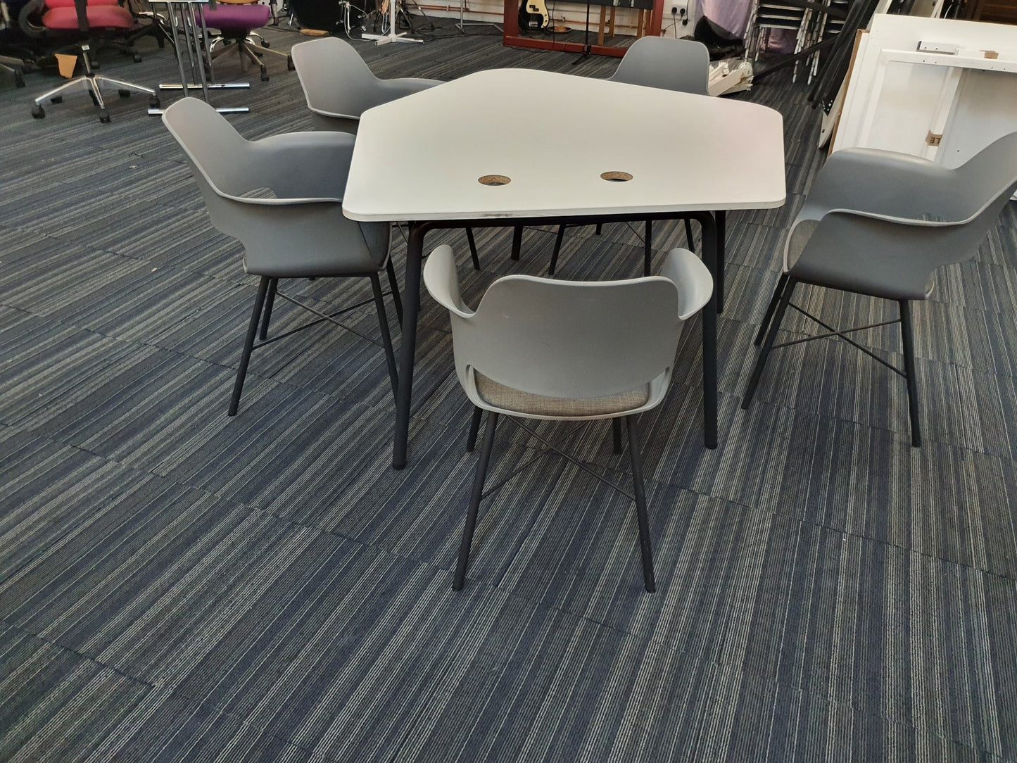 Modern Meeting Table, Folding White Table  130cm W x 140cm D x 73cm H