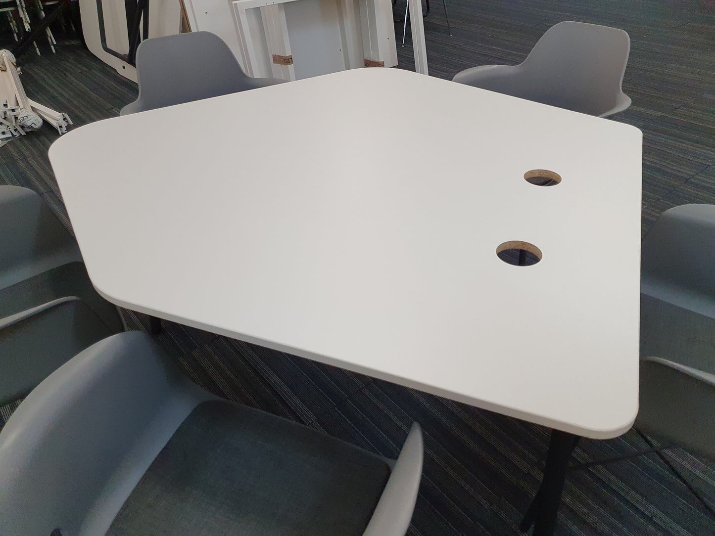 Modern Meeting Table, Folding White Table  130cm W x 140cm D x 73cm H