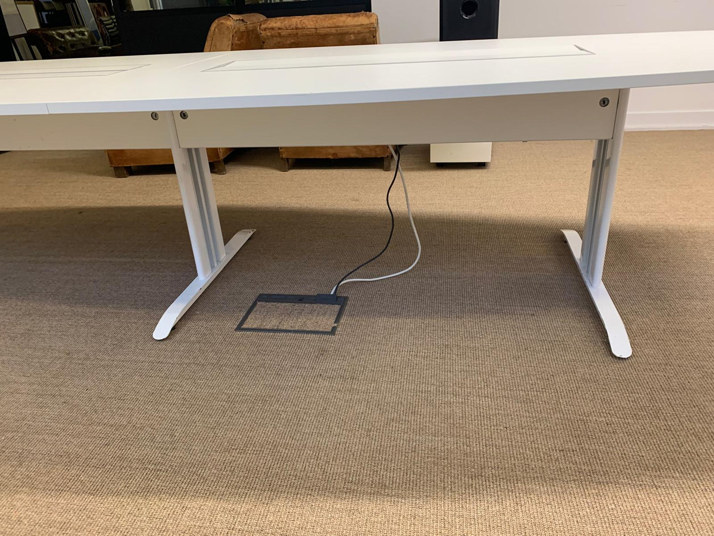 Used White Boardroom Conference Meeting Table W 350cm x D 120cm x 73cm H