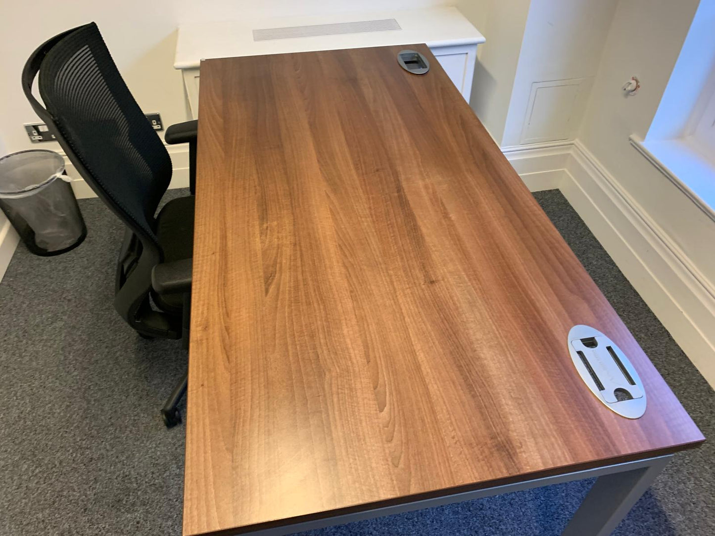 Secondhand Walnut Desk 160cm Metal Legs