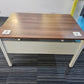 Walnut finish study desk with contrasting white legs and modesty panel 120cm x 80cm