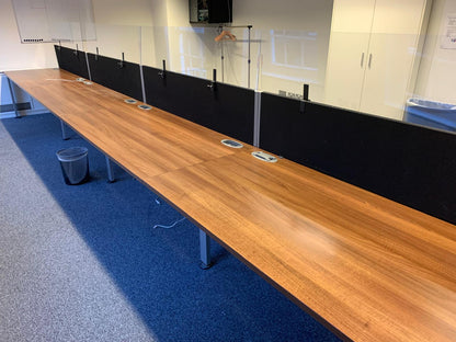 Pre-Owned 8 Pod Office bench desk Walnut 160cm x 80cm