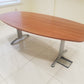 Wooden boardroom meeting conference table with metal legs