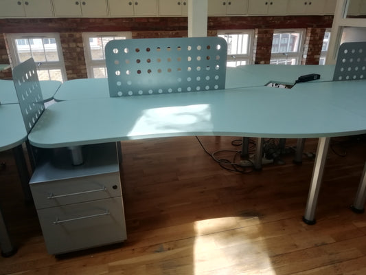 Blue hue office wave desk, 180cm x 90cm
