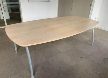 Used Office Meeting table 8 seater maple finish conference, 240cm x 100cm