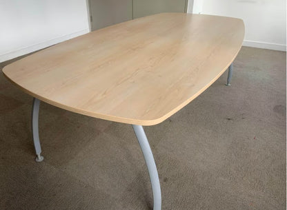 Used Office Meeting table 8 seater maple finish conference, 240cm x 100cm