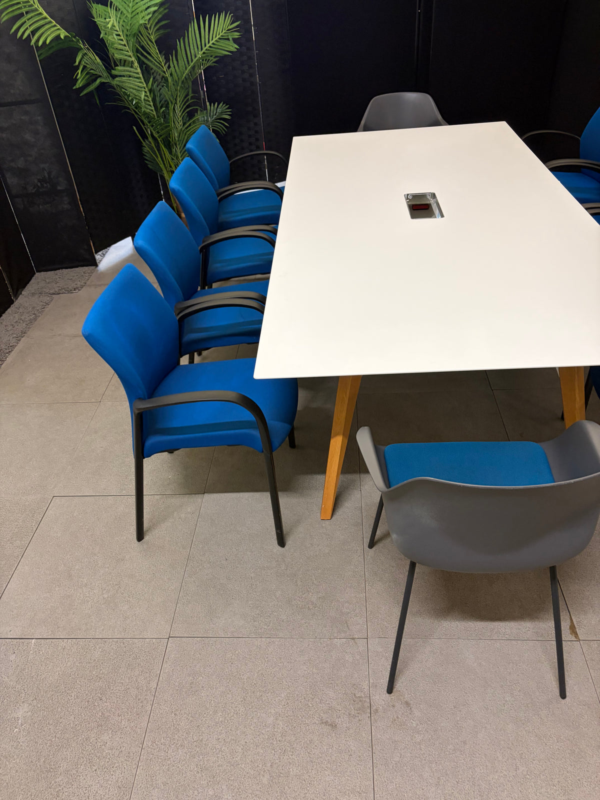Used boardroom meeting Extra large white conference rectangular table wooden legs  240cm x 120cm