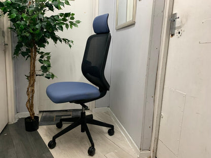 Blue Armless Mesh back office swivel chair