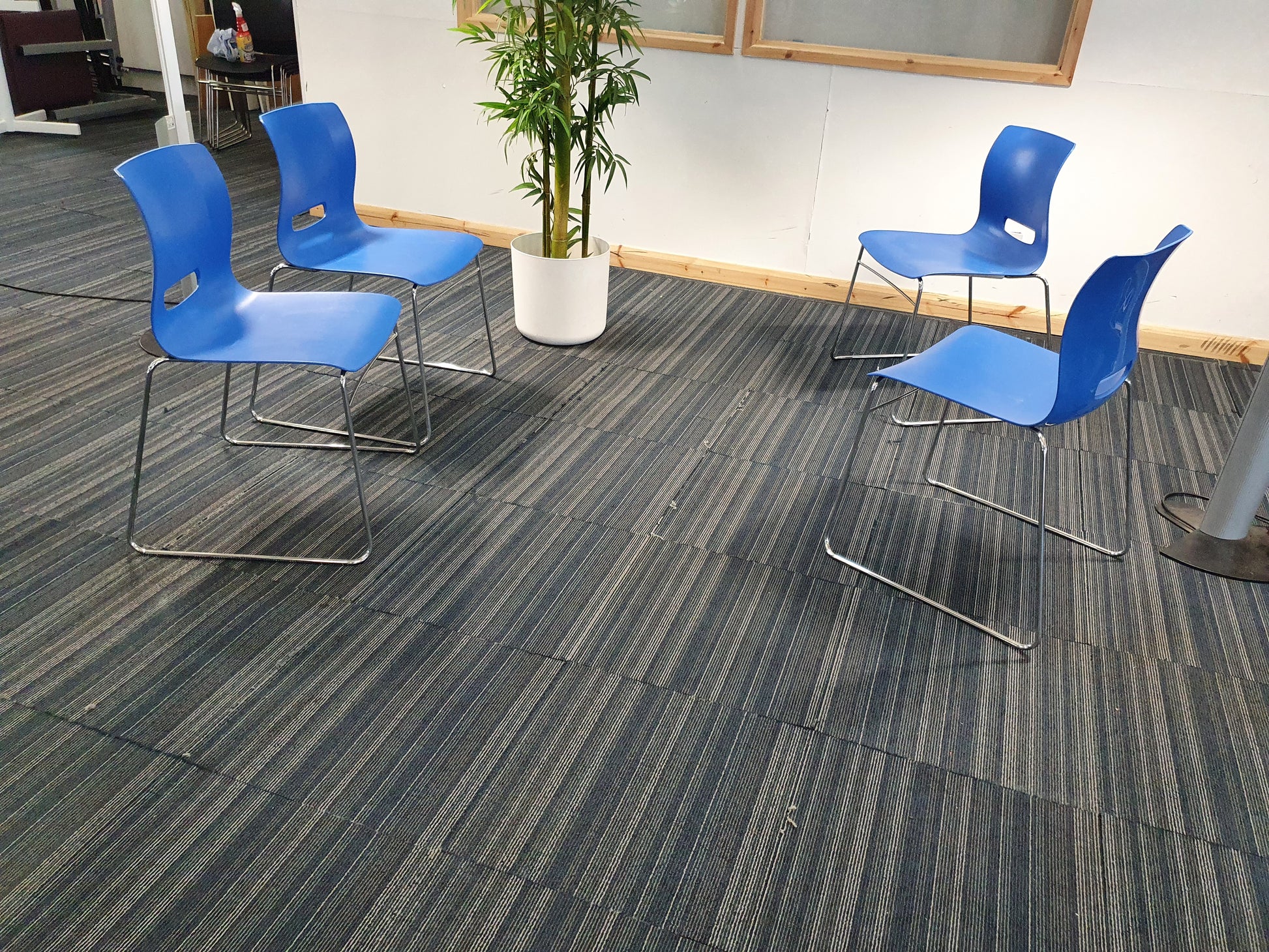 Stackable blue dining office canteen chairs 