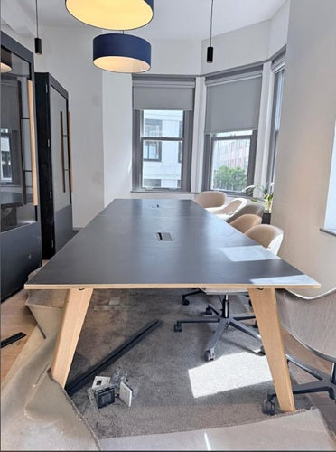 Used boardroom conference meeting office black table L 370cm W 120cm