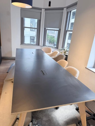 Used boardroom conference meeting office black table L 370cm W 120cm