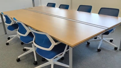 Used Steelcase QiVi Conference Chair on Wheels Blue Mesh Back meeting