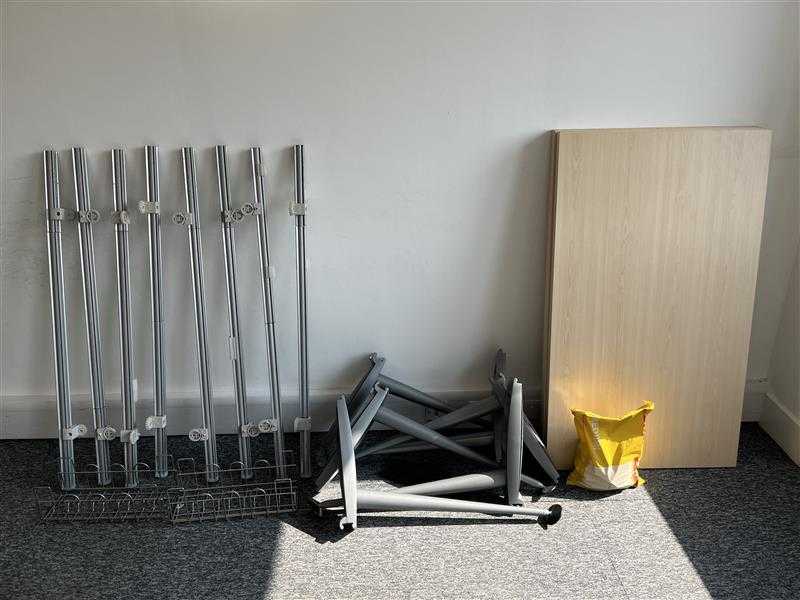 Beech 4 person pod bench hot desks 240cm x 140cm x 73cm