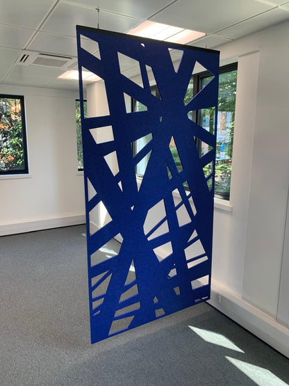 Pre-owned ceiling hung blue divider