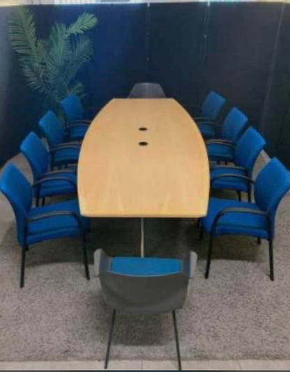 Used Extra large maple conference boardroom meeting boat barrel shape table 290cm x 118cm      £1870