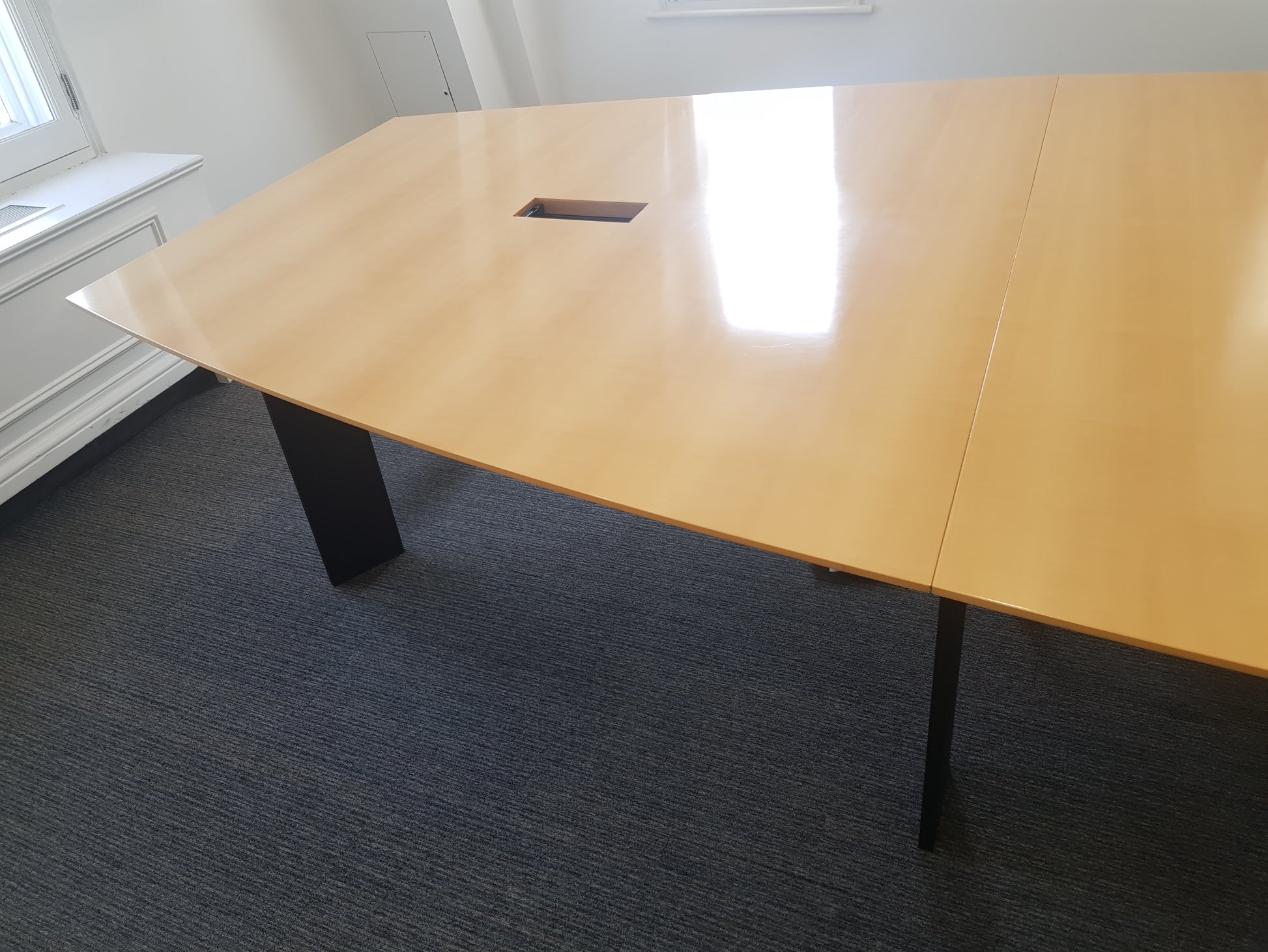 LARGE WOOD FINISH OFFICE CONFERENCE TABLE