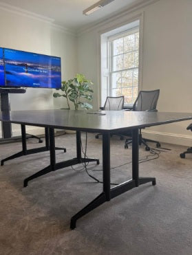 Used boardroom coonference table dark wood 260cm x 150cm