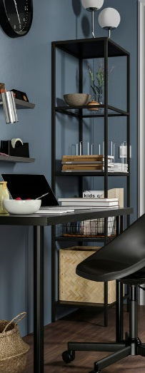 Second hand IKEA VITTSJÖ Shelving unit black-brown/glass 51cm x 175 cm