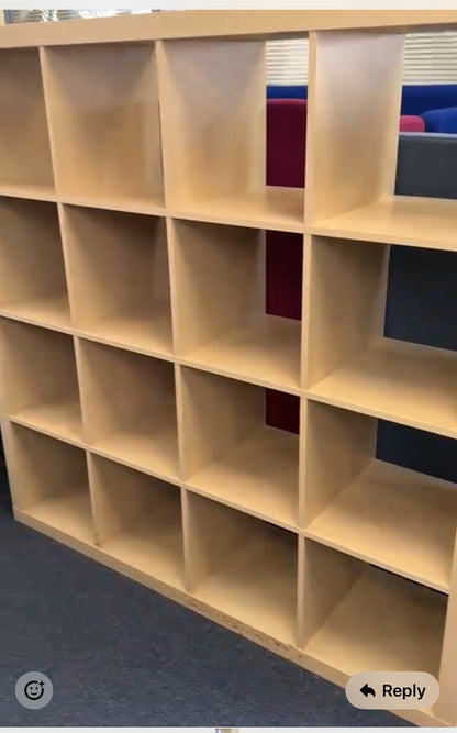Used Ikea Expedit Storage unit cubed shelving wood finish 16 sections (4 x 4) 150cm x 150cm x 39cm