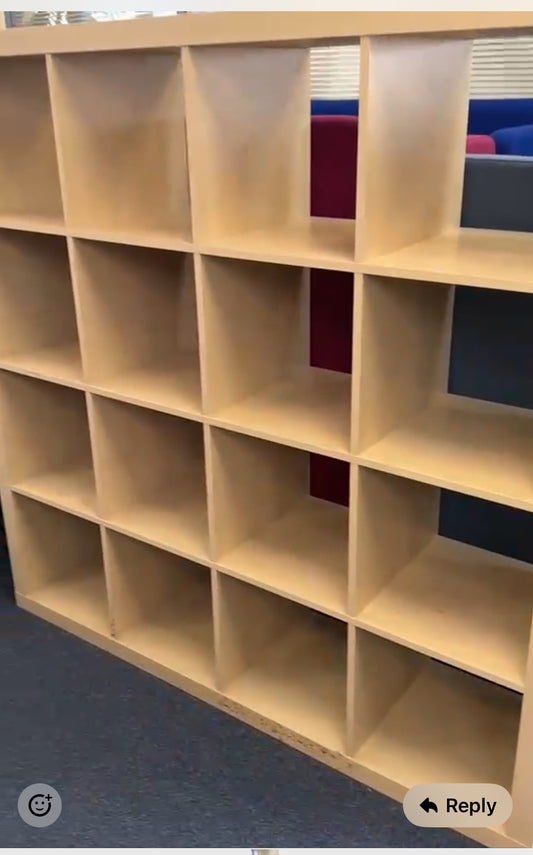 Used Ikea Expedit Storage unit cubed shelving wood finish 16 sections (4 x 4) 150cm x 150cm x 39cm