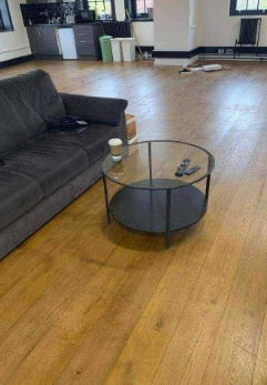 Used Ikea VITTSJÖ Coffee table, black-brown/glass, 75 cm