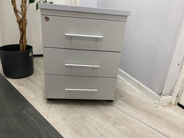 Pale Grey Office Small Cabinet with 3 drawers