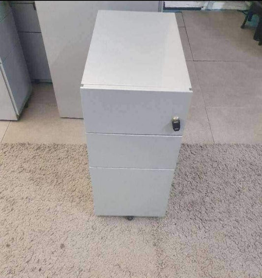 Used under desk drawer Grey metal  office pedestal 65cm h x 30cm w x 57cm d