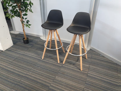 Black stool set dining kitchen breakfast bar stools with padded seat, fixed height