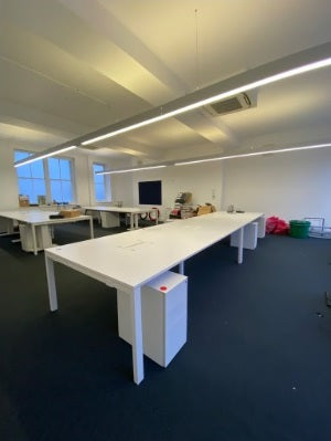 White Six Pod Office Bench Desk