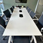 Used Boardroom Table White Frovi Large with Power Modules W3000 x W1200