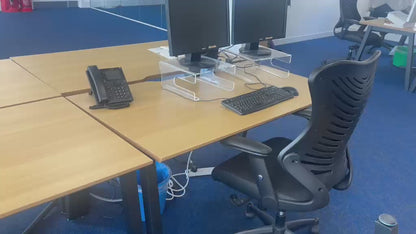 Used Single Desk Wood finish top Black frame legs stick office 140cm x 80cm