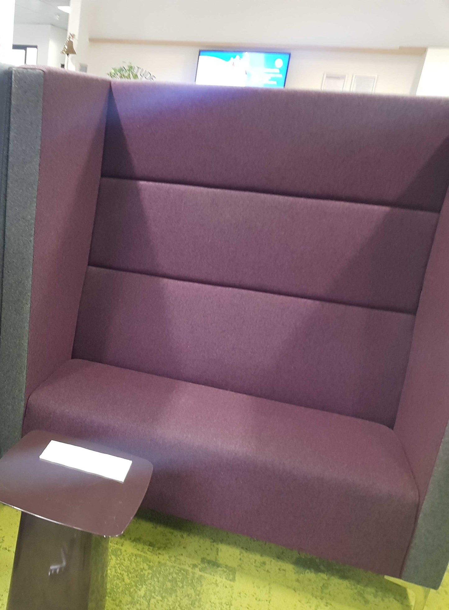 Used High back Sofa Seating Moduar Booth Purple Grey H 150cm x W 140cm x D 84cm