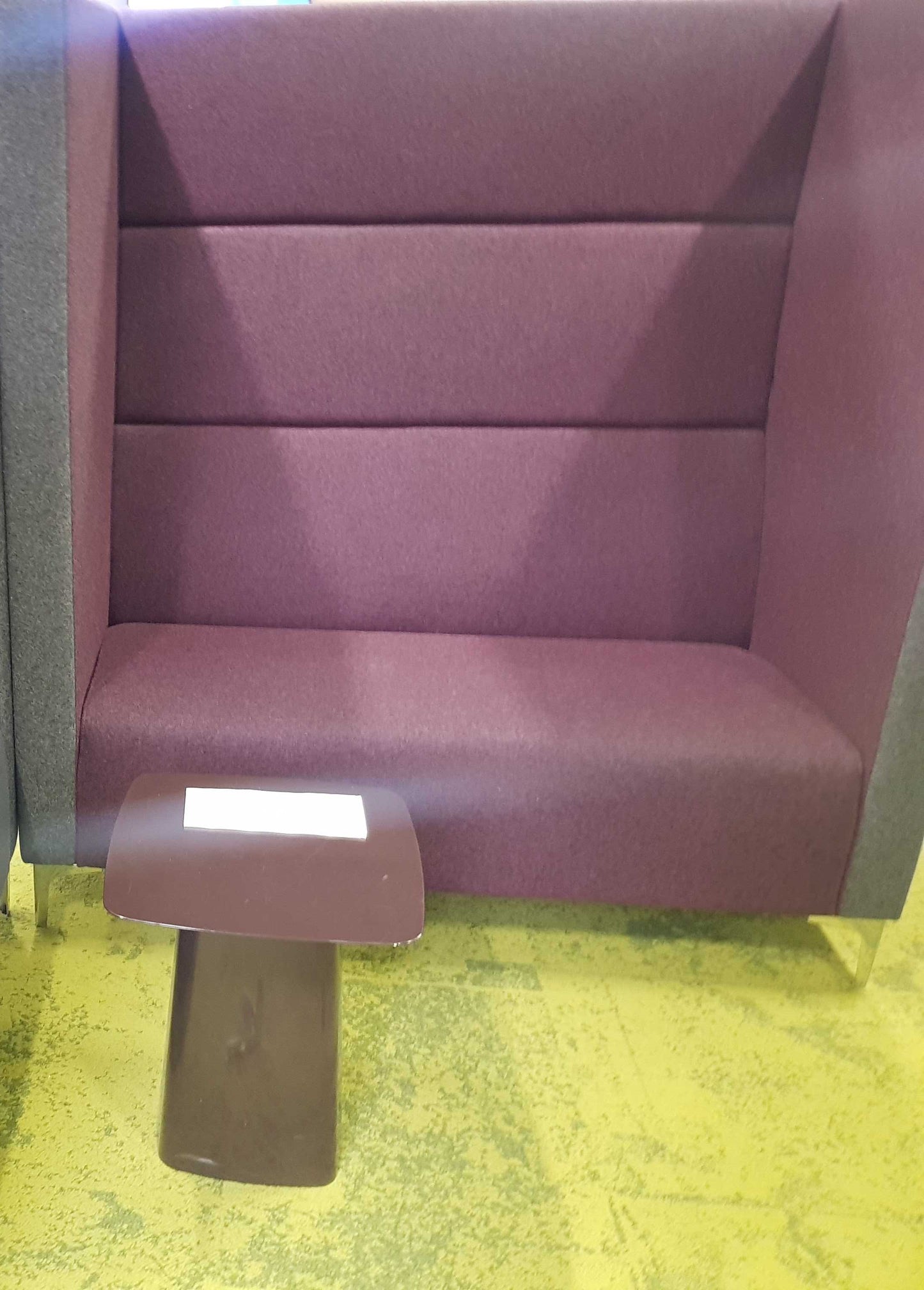 Used High back Sofa Seating Moduar Booth Purple Grey H 150cm x W 140cm x D 84cm