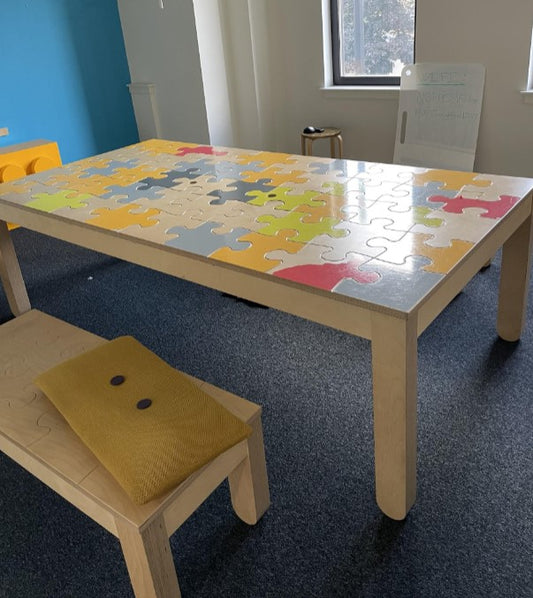 Large Multi-coloured meeting boardroom conference table Jigsaw embossed patterned