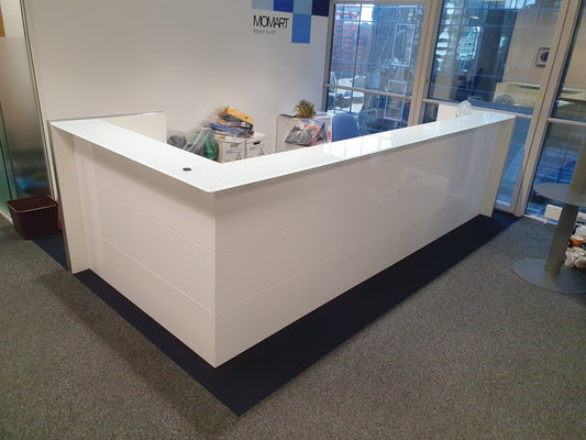 white office reception desk with counter in office