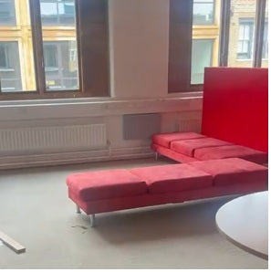 Used Red Velvet Low Seating Sofa luxy.com