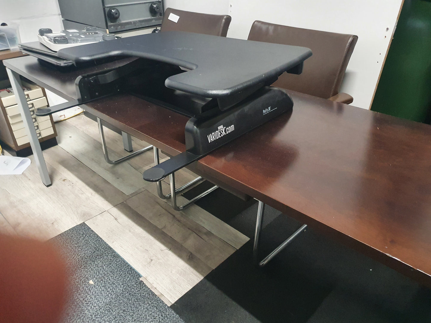 Used Vari desk height adjustable Black 77cm x 52cm