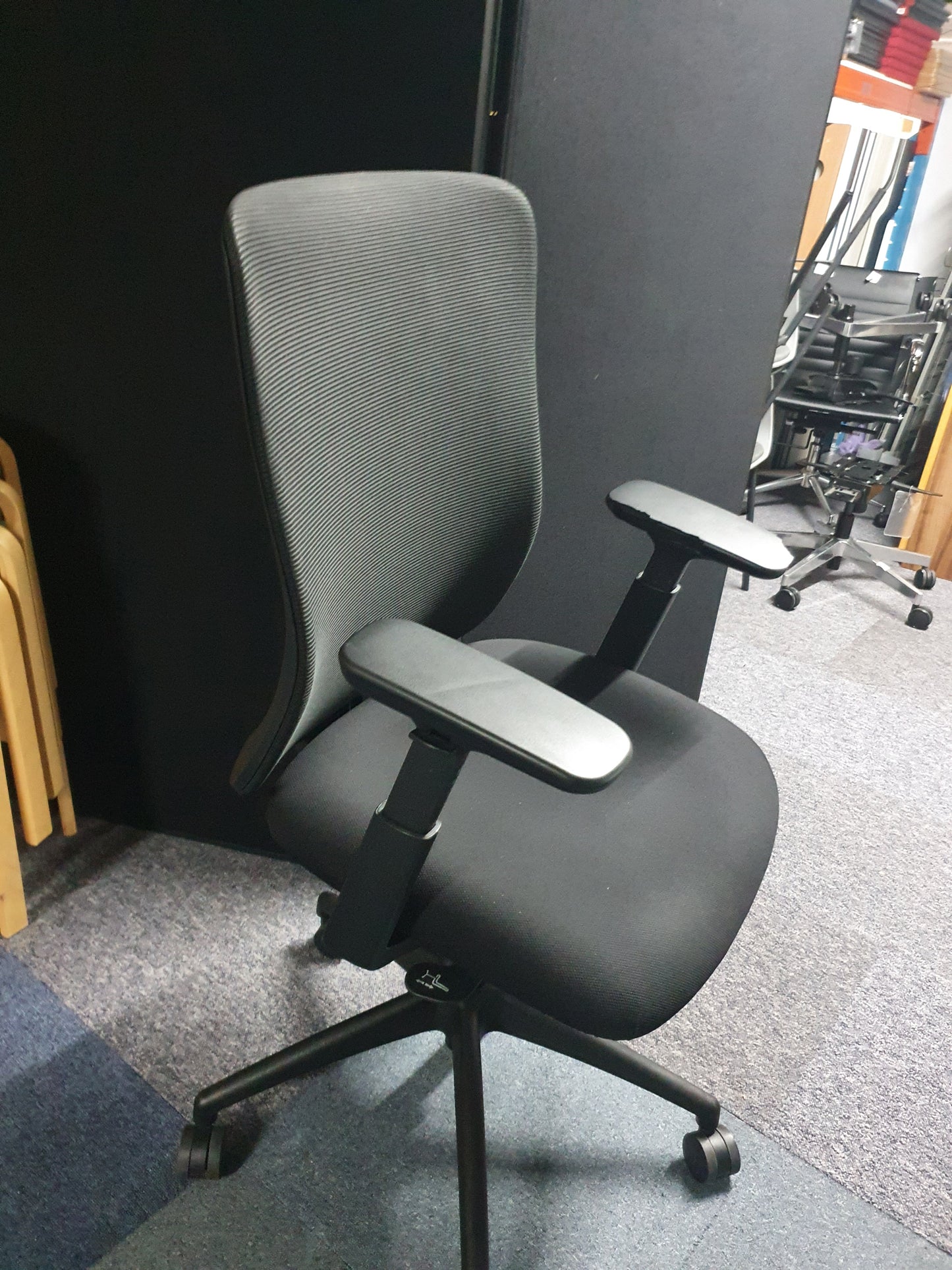 Used Curved Back Black Mesh Swivel chair