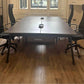 Used Pod Bench Desk in Dark Grey 4 or 6 seater- 4 pod 240cm x 160cm or 6 pod 360cm x 160cm