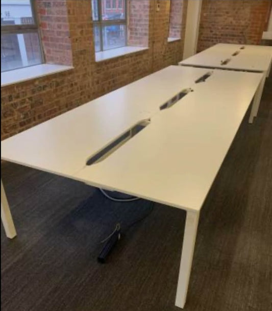 Used Techo 6 Person Pod hotspot bench bank desks tables white frame White 1200mm x 600mm Straight Desks