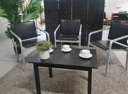 Thonet stacking leather conference boardroom meeting black leather chairs
