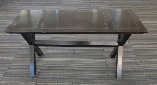 Black Lacquer Refectory Dining Table with X Frame Legs