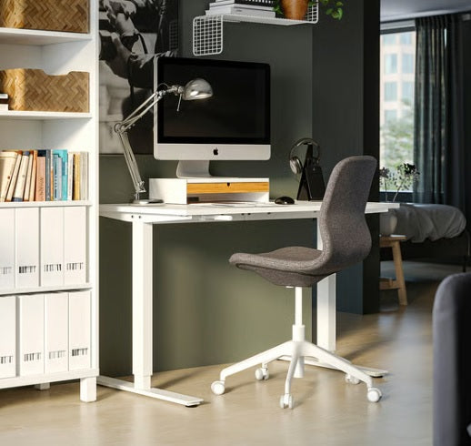 White Ikea sit stand desk Trotten manual 160cm  x 80cm x  H 72cm - 122cm