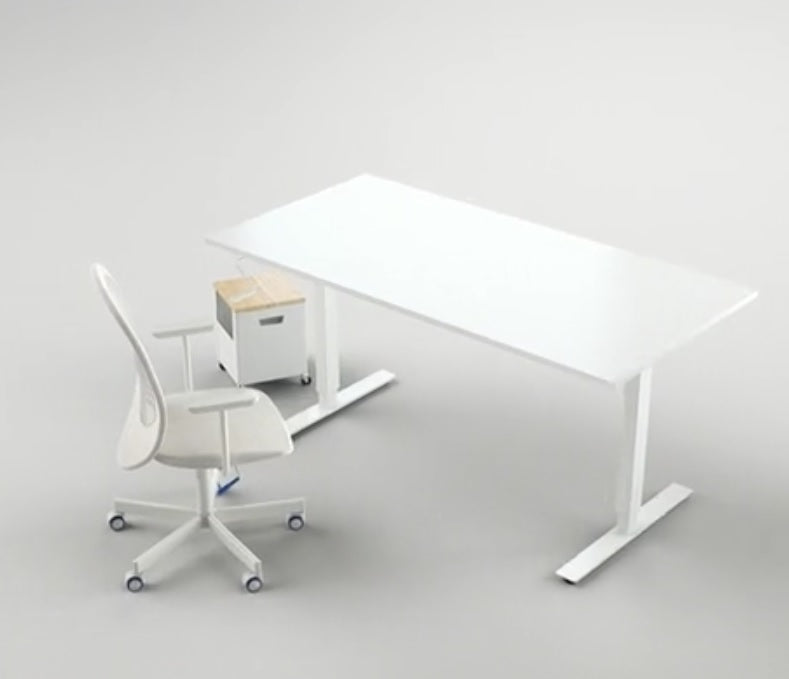 White Ikea sit stand desk Trotten manual 160cm  x 80cm x  H 72cm - 122cm