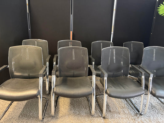 Pre-owned leather meeting chairs with mesh back £120 each chair
