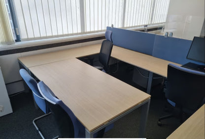 Beech rectangular office computer task desk w 140cm x d 60cm x h 73cm