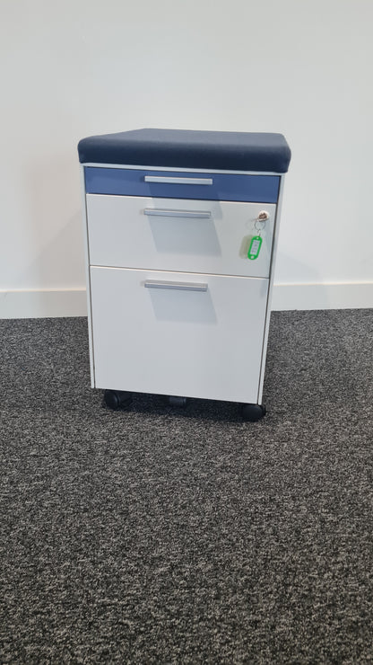 Gloss Office Contrast White / Coloured  3 Drawers Pedestals