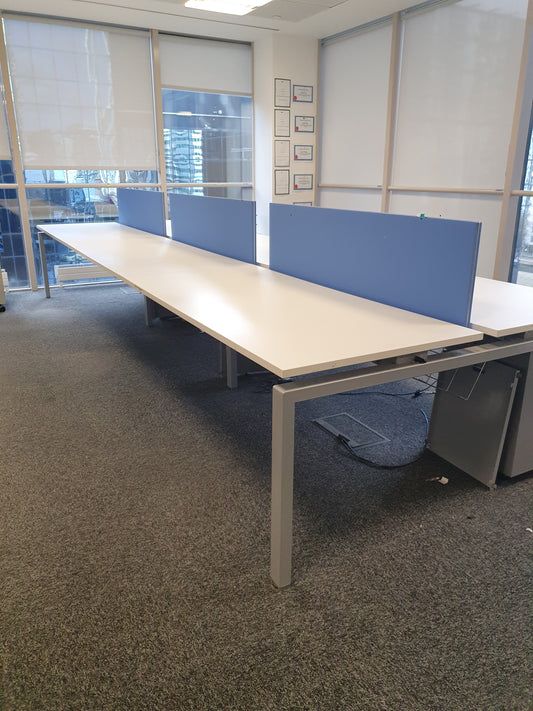 White hot desking solution and blue dividers