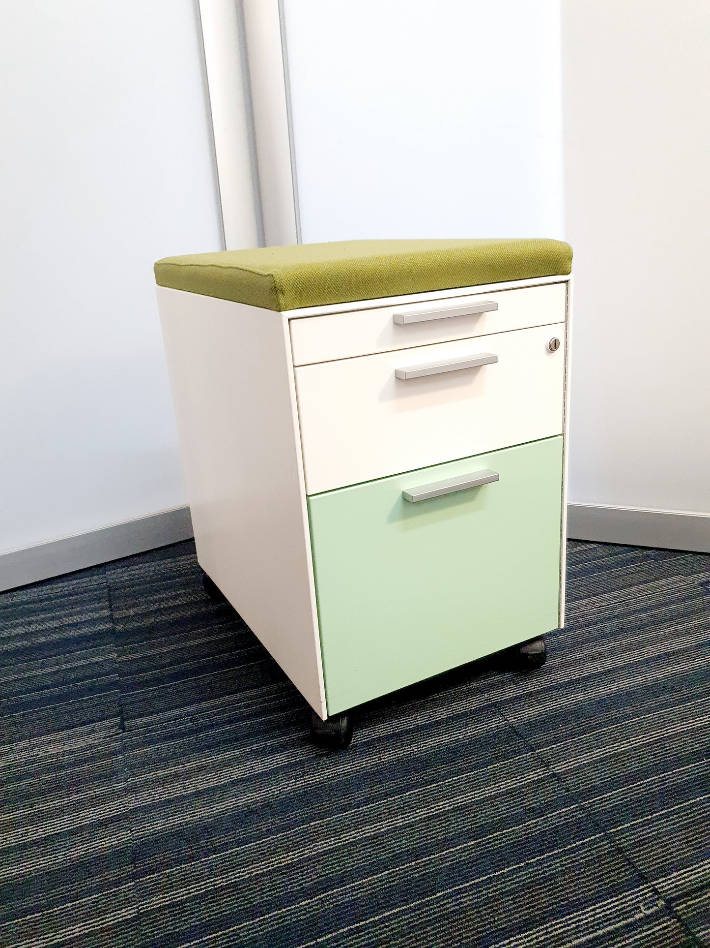 Gloss Office Contrast White / Coloured  3 Drawers Pedestals